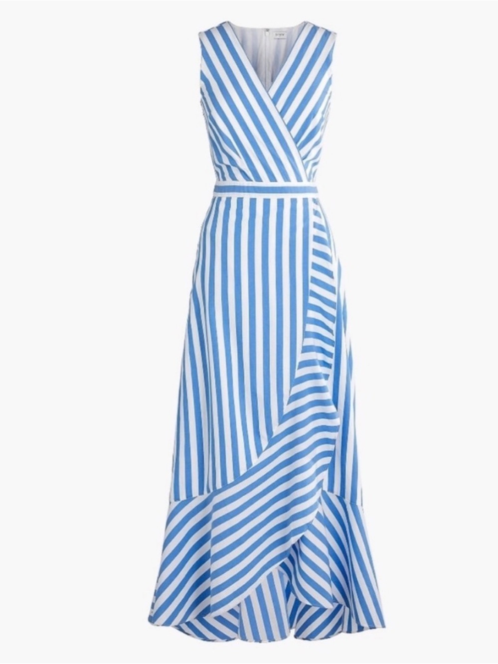 J Crew blue striped long nautical tiered faux leather wrap maxi dress, size 2 - Picture 1 of 11